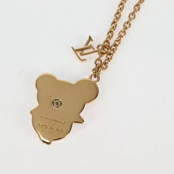 LOUIS VUITTON LVxTM 2 Necklace Super Flat metal Gold Tone LV Auth - Picture 8 of 14